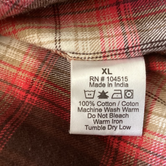Men’s PAPER DENIM & CLOTH RED COTTON FLANNEL PATTERN SHIRT SIZE XL - Picture 9 of 10
